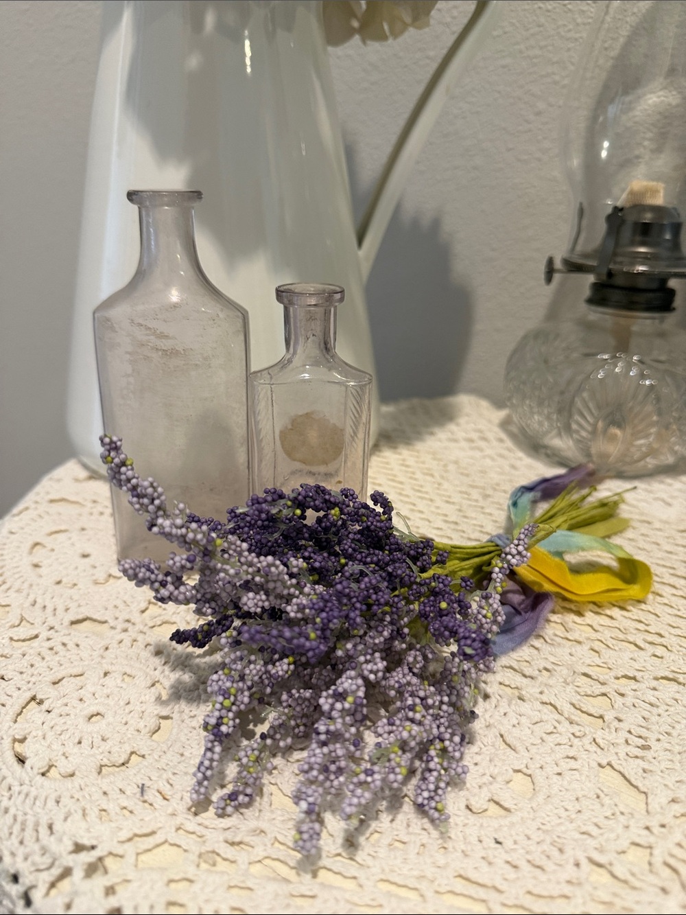 Set Of Vintage Small Decorative Lavender Apothecary Bottles-Changed by the Sun